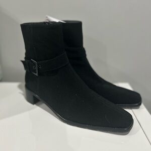 Stuart Weitzman Black Ankle Boots with Buckle
